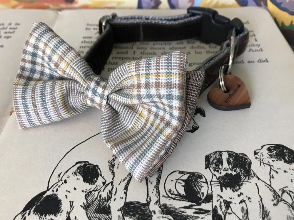 Astaire Bow Tie Dog Collar and Velvet Lead Set