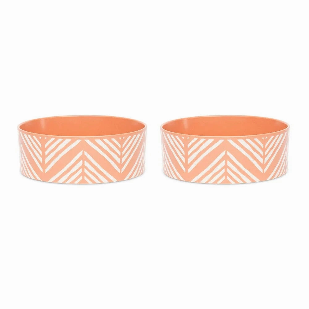 Aztec 2 Piece Dog Food & Water Bowl Set - Terracotta Orange