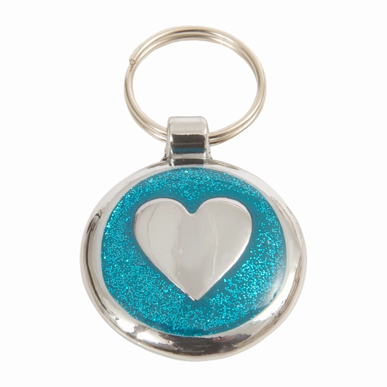 Azure Blue Heart Small 20mm Designer Dog Tag Shimmer Range