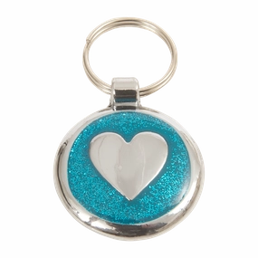 Azure Blue Heart Small 20mm Designer Dog Tag Shimmer Range