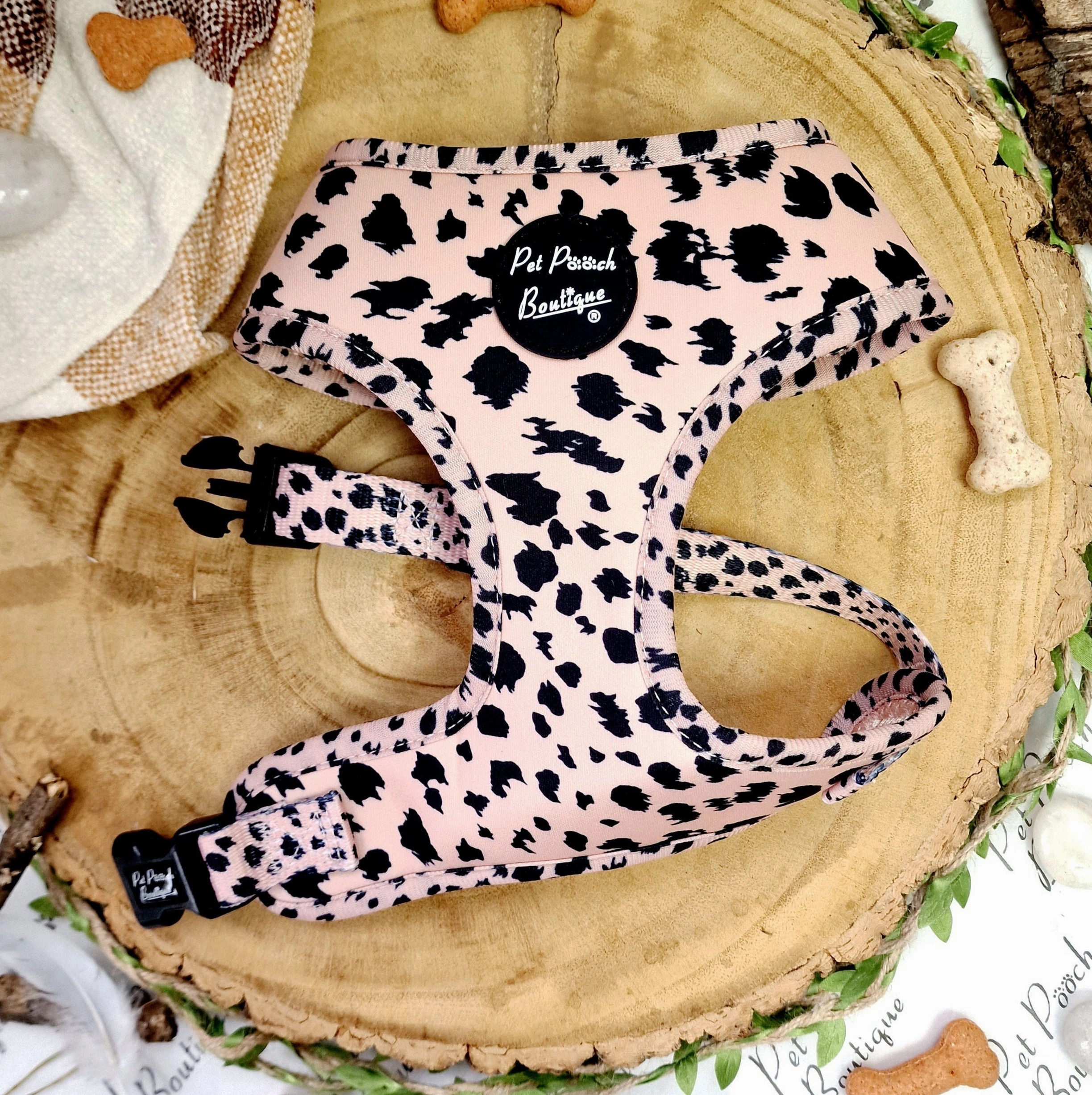 Beige & Black Scruffy Dots Dog Harness