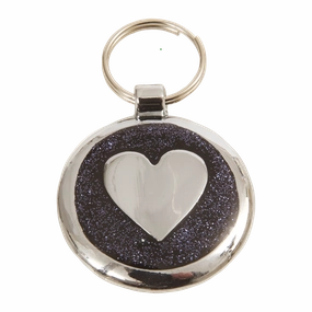Black Glint Heart Small 20mm Designer Dog Tag Shimmer Range