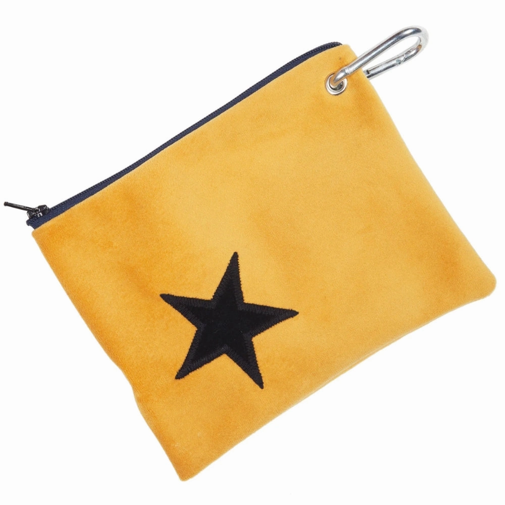 Black Star On Yellow Velvet Treats Pouch