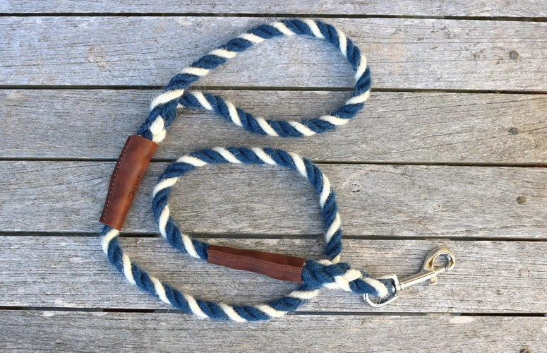 Blue and White 100% British Wool Dog Collar