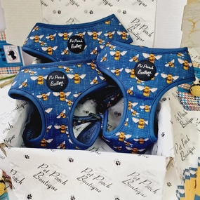 Blue Buzzy Bumble Bee Dog Harness