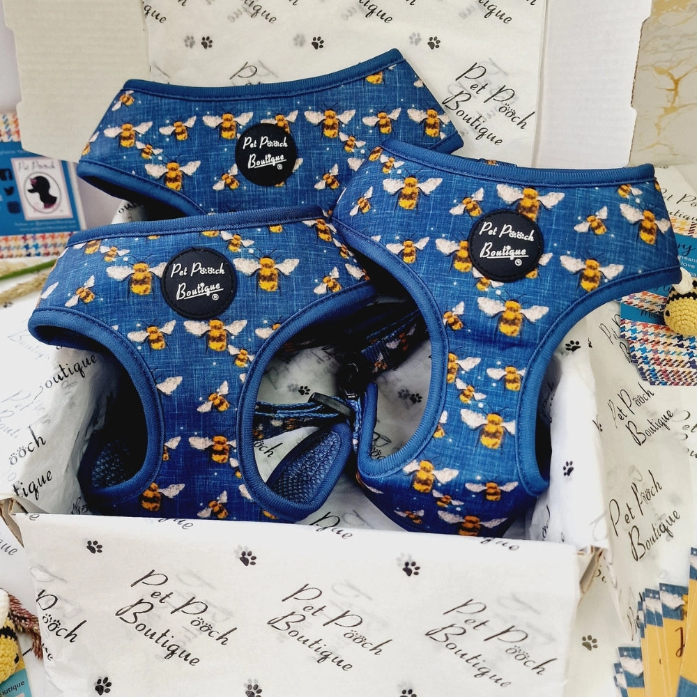Blue Buzzy Bumble Bee Dog Harness