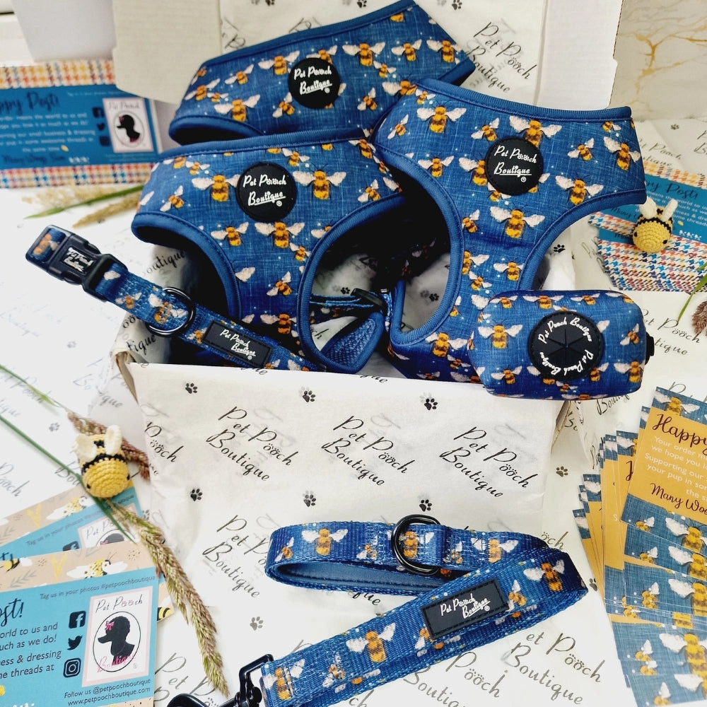 Blue Buzzy Bumble Bee Dog Harness