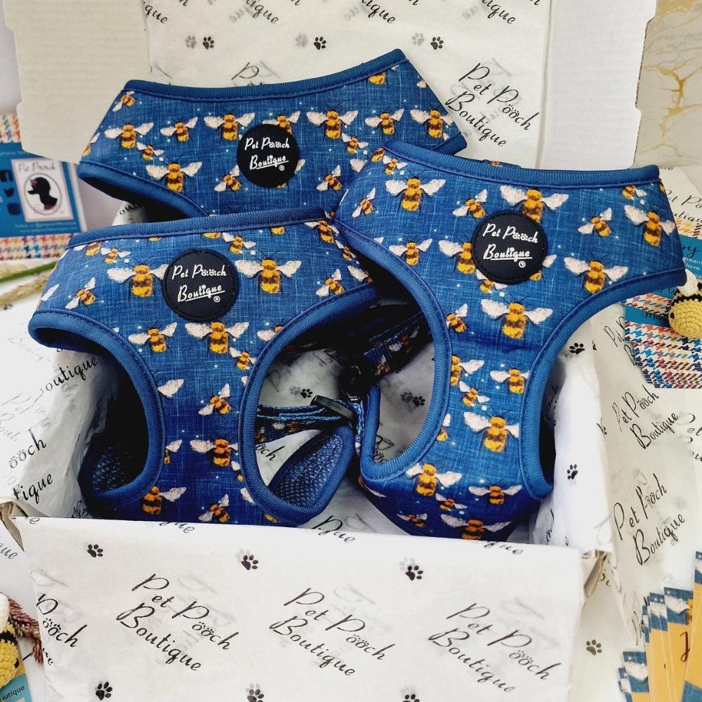 Blue Buzzy Bumble Bee Dog Harness