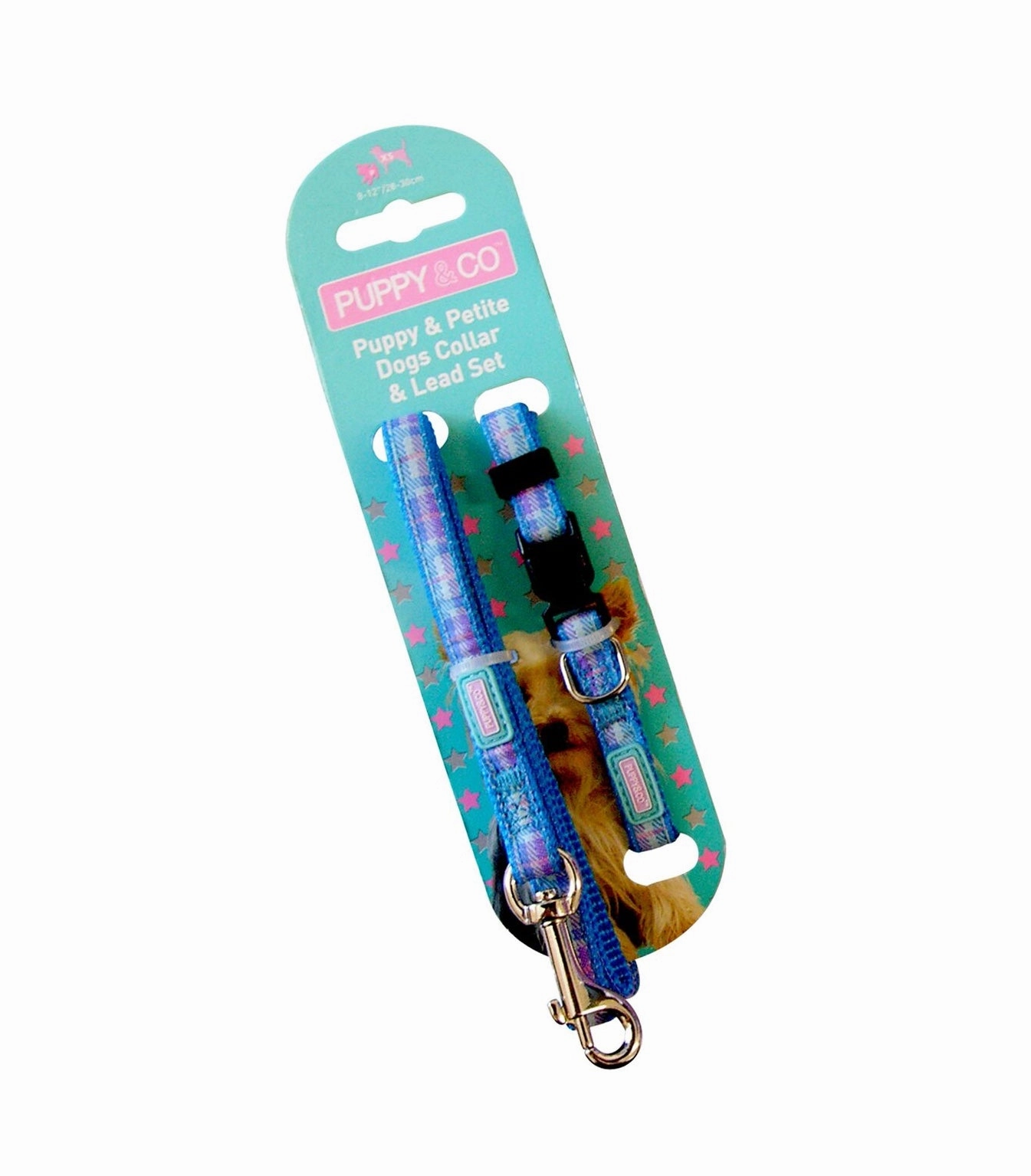 Blue Tartan Puppy Collar And Lead Set by Hem And Boo