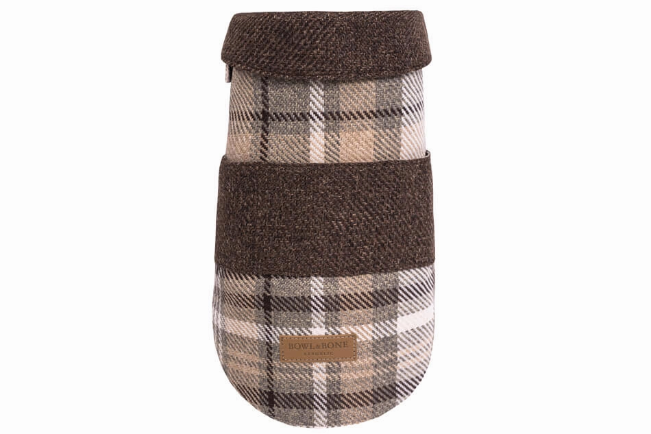 Bowl and Bone Brown Tweed Leaf Dog Coat