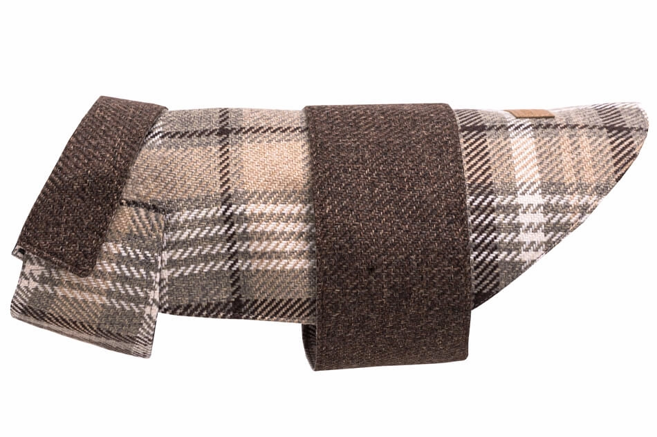 Bowl and Bone Brown Tweed Leaf Dog Coat