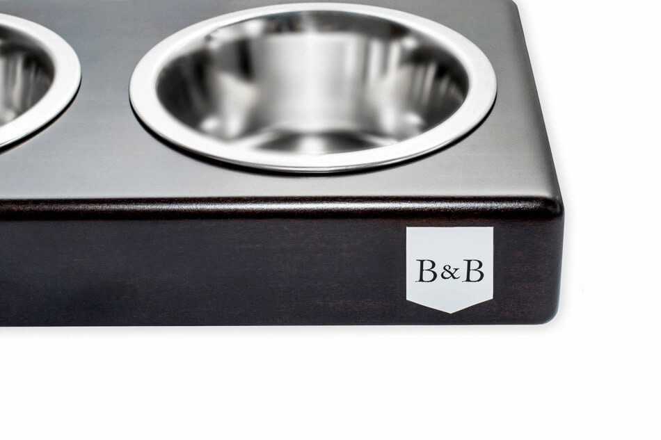 Bowl and Bone Chestnut Double Dog Feeder