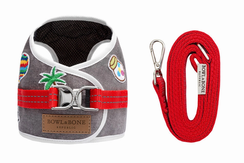 Bowl and Bone Grey Denim Dog Harness