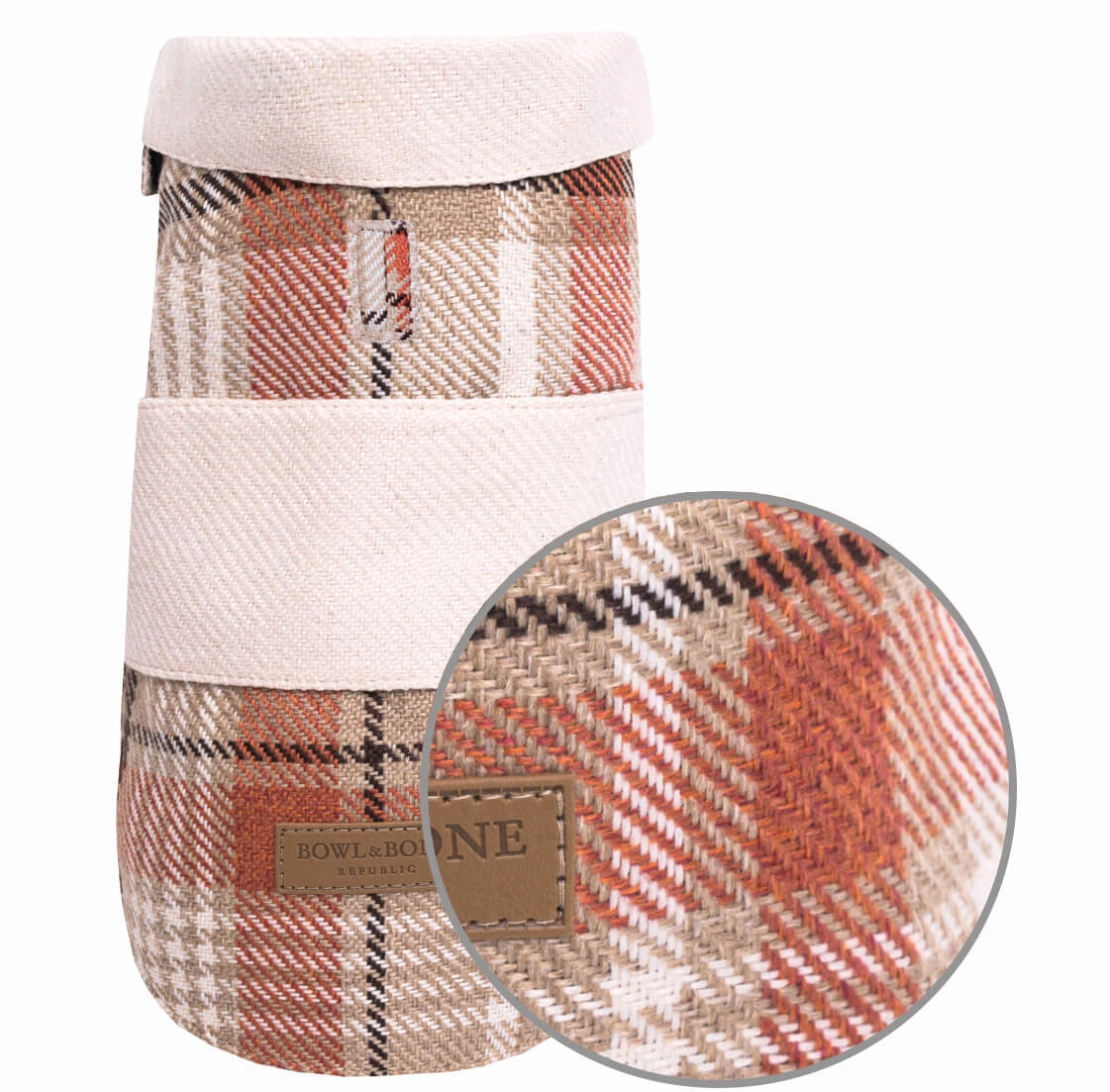 Bowl and Bone Orange Tweed Leaf Dog Coat