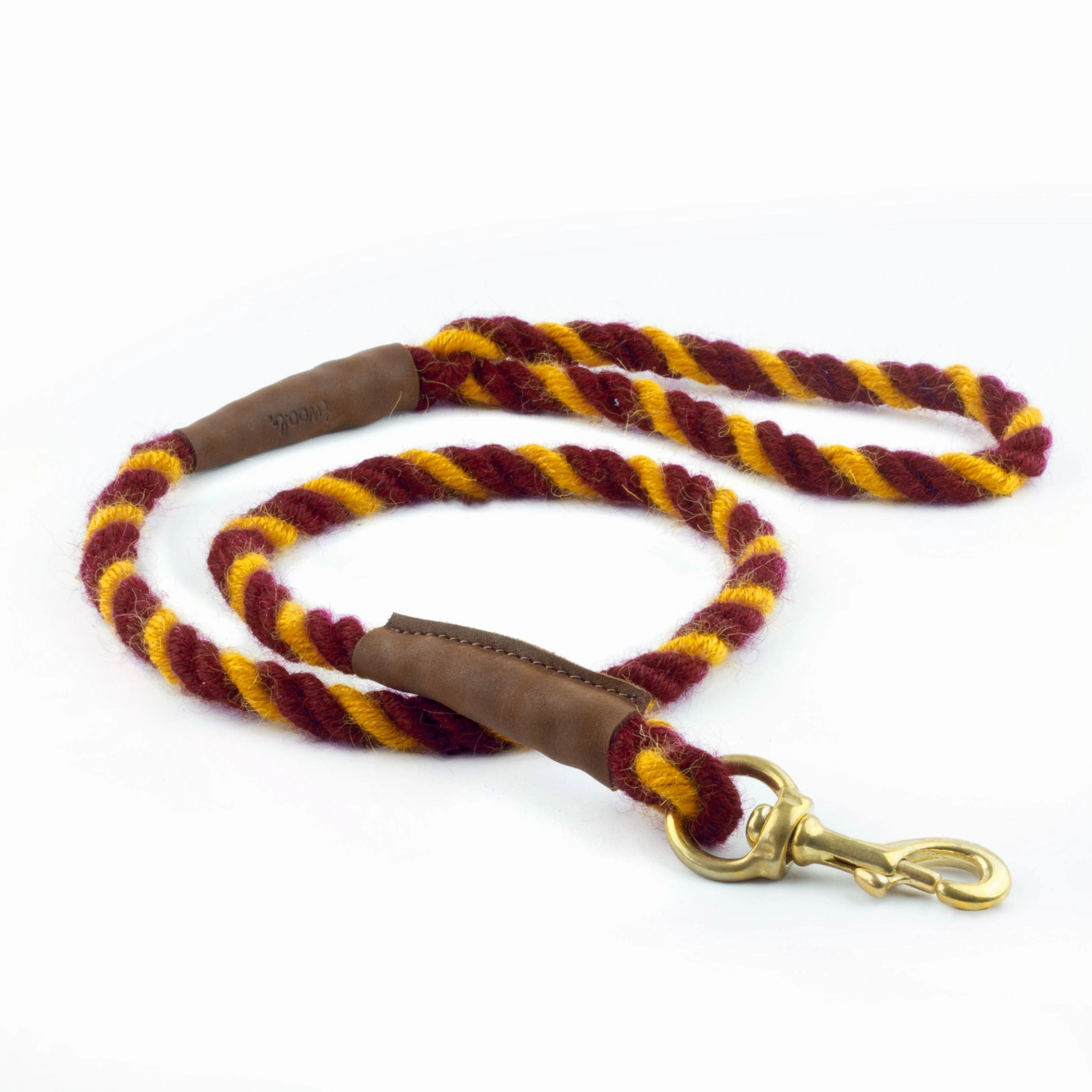 Burgundy and Yellow 100% British Wool Dog Collar