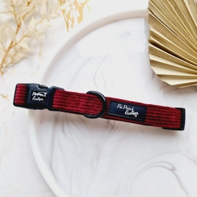 Burgundy Cord Dog Collar