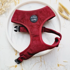 Burgundy Cord Dog Harness