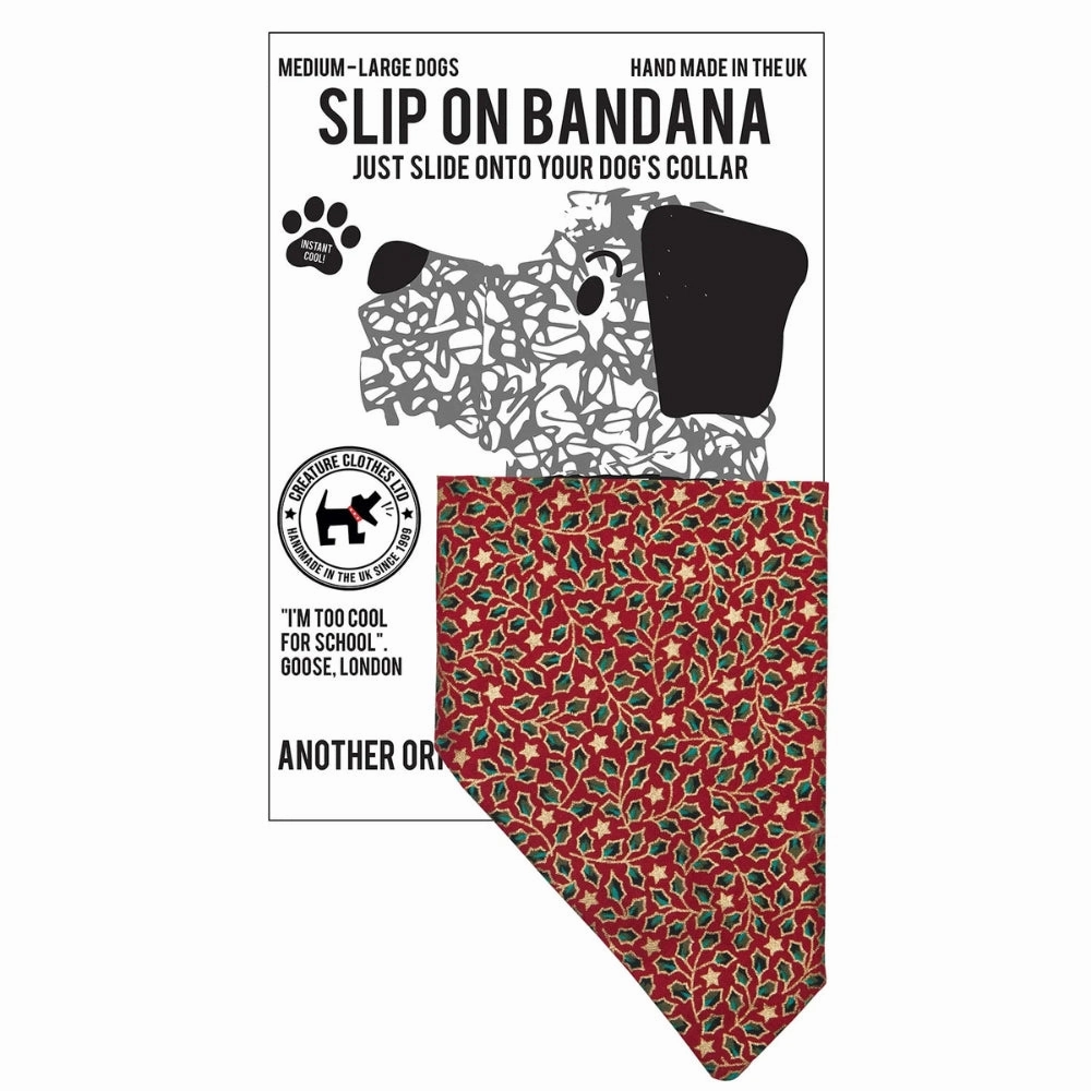 Christmas Golden Holly Slip On Dog Bandana