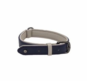 Classic Tech Navy Vegan Leather Dog Collar