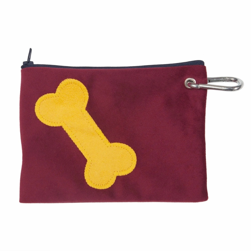 Cranberry Bone Velvet Treats Pouch