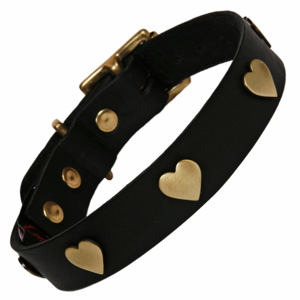 Creature Clothes Black Leather Dog Collar With Brass Studs