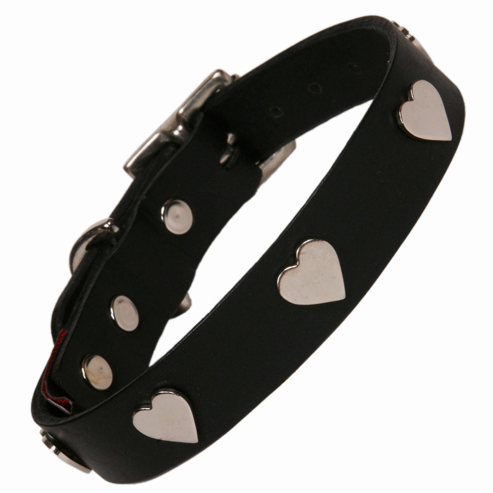 Creature Clothes Black Leather Dog Collar With Silver Studs