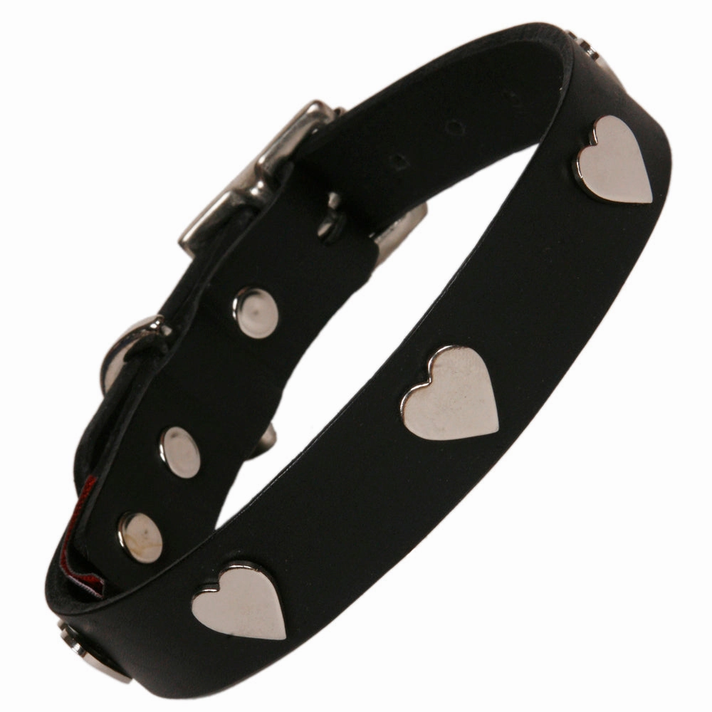 Creature Clothes Black Leather Dog Collar With Silver Studs