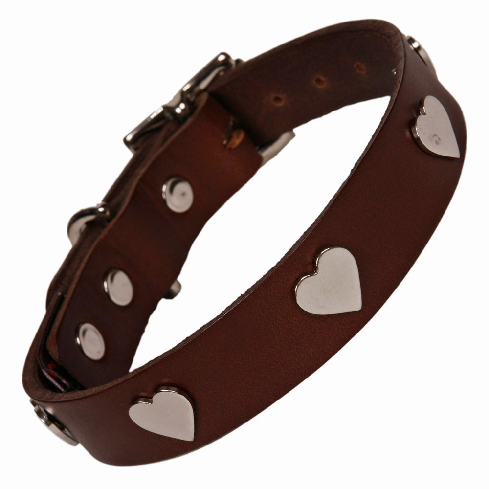 Creature Clothes Brown Leather Dog Collar With Silver Studs