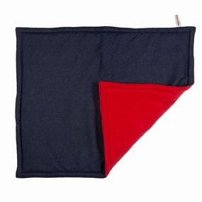 Creature Clothes Padded Dog Blanket in Denim and Red Fleece