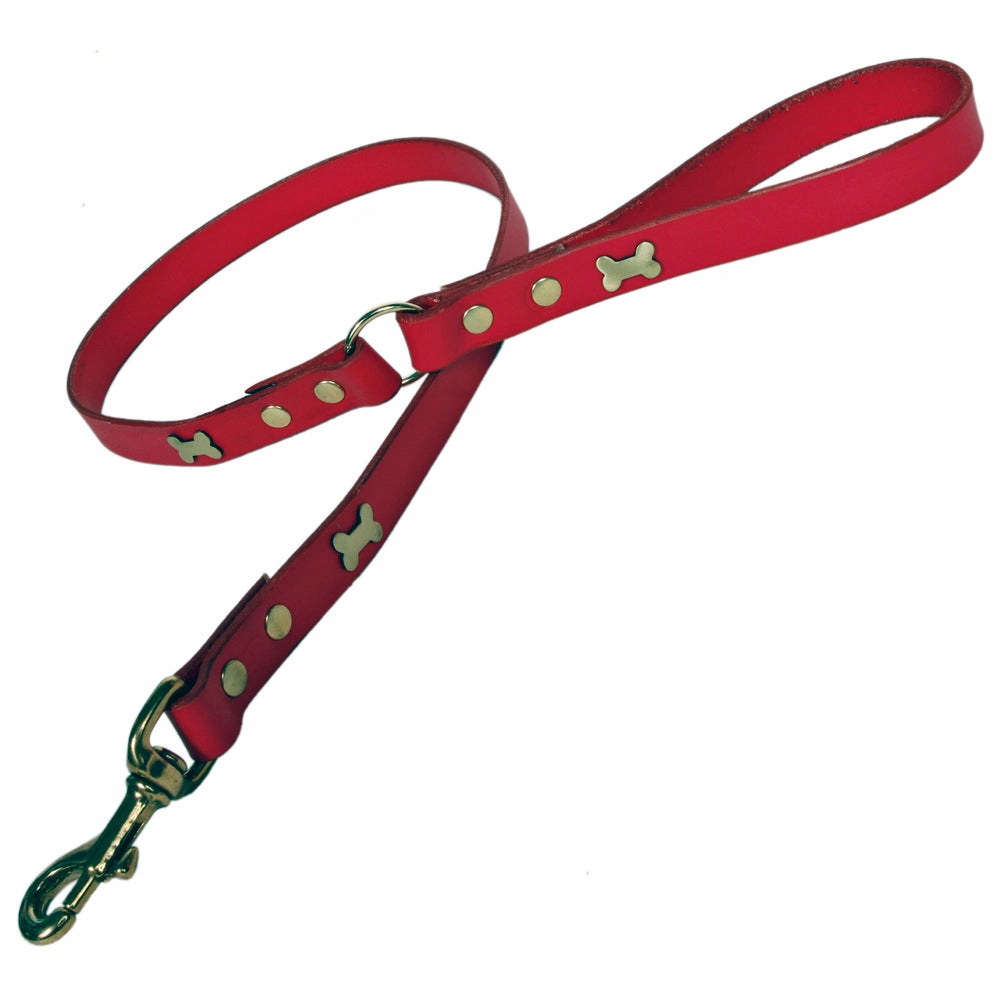 Creature Clothes Red Leather Dog Leads