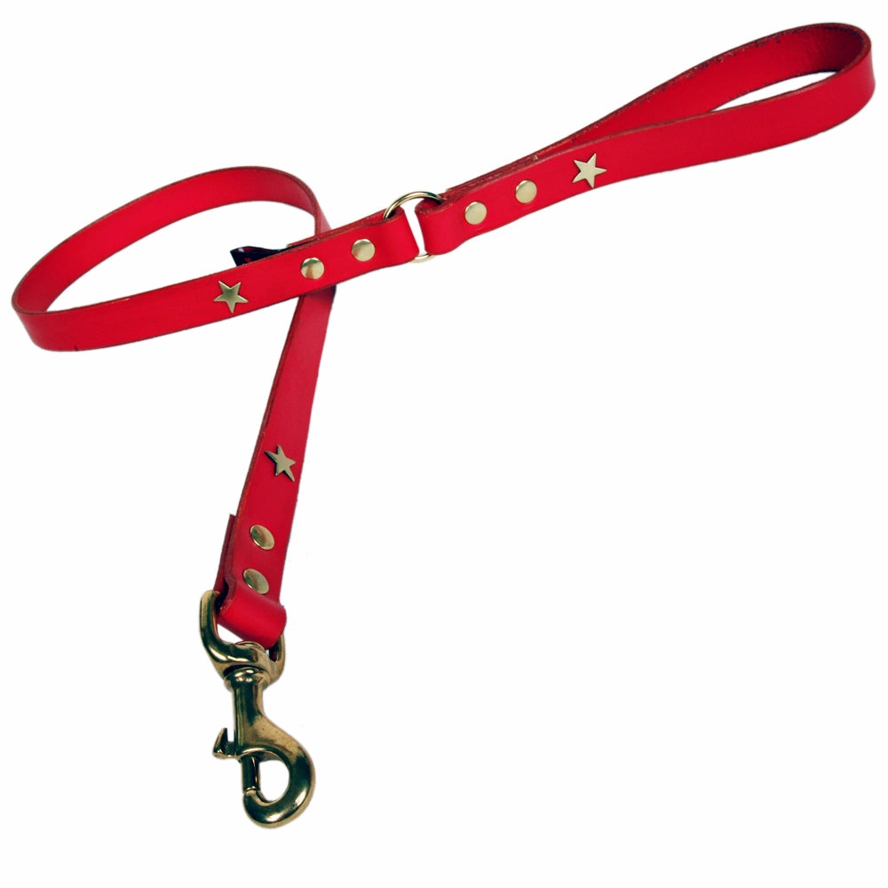Creature Clothes Red Leather Dog Leads