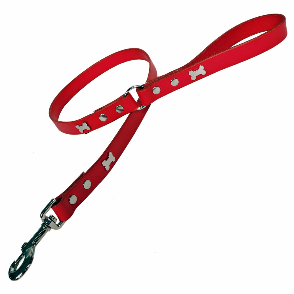 Creature Clothes Red Leather Dog Leads
