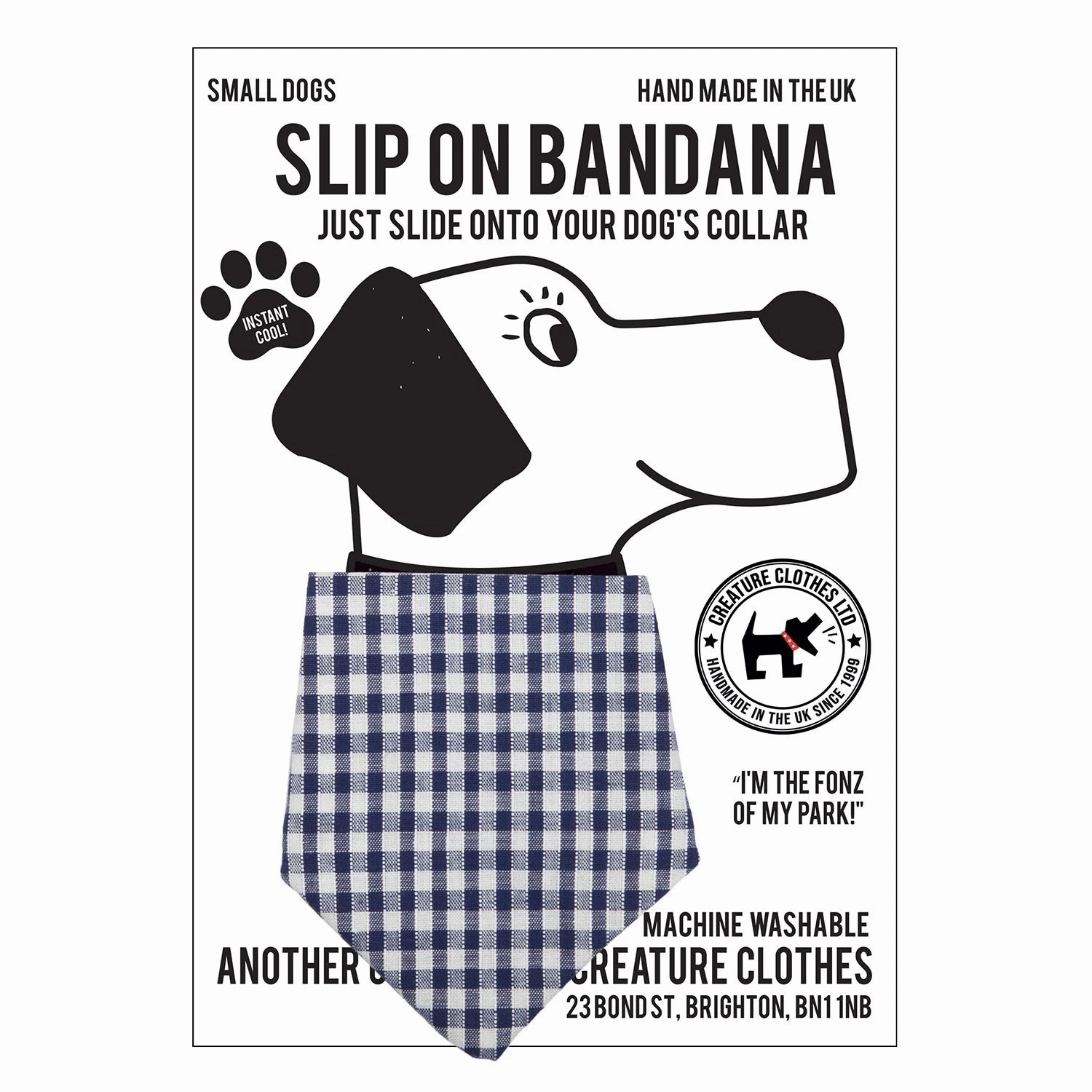 Creature Clothes Slip On Bandana Blue Gingham