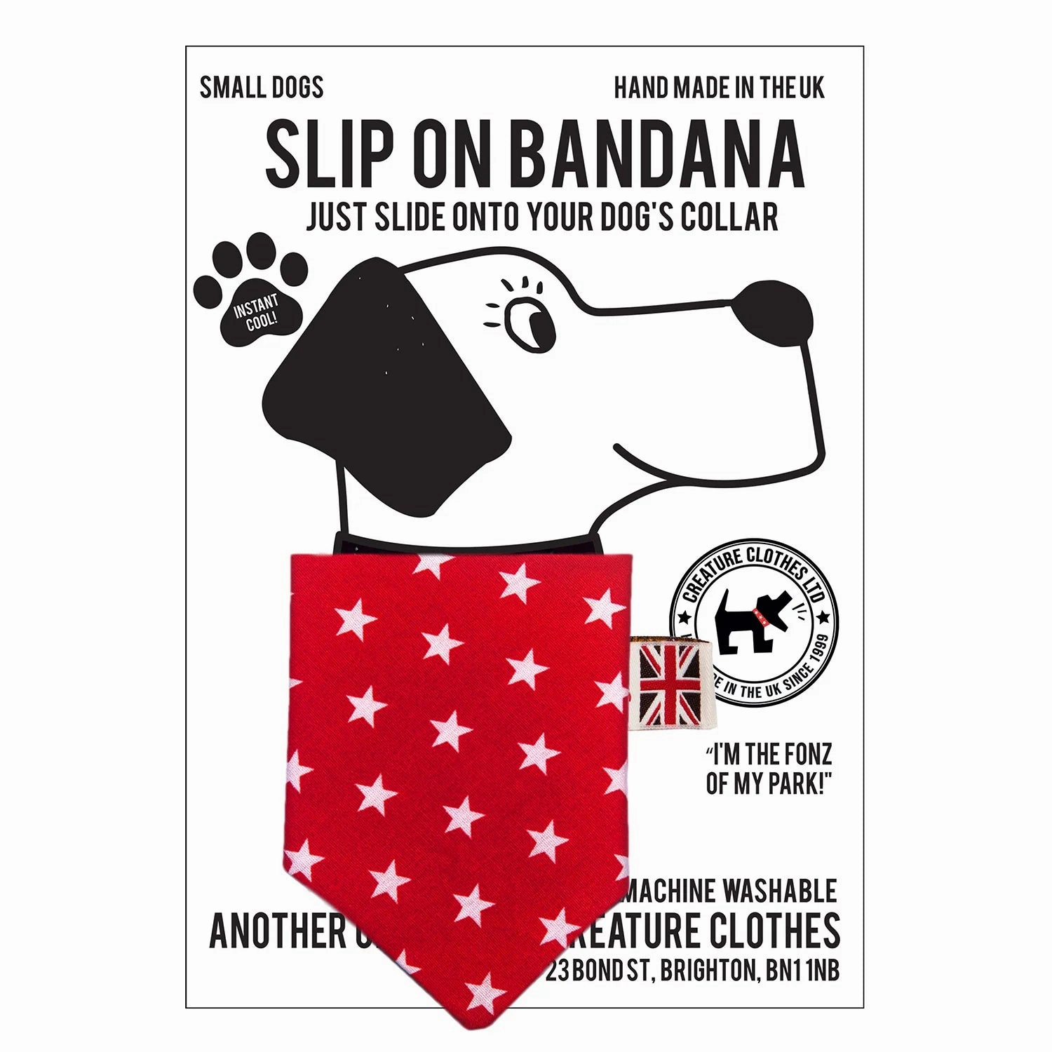Creature Clothes Slip On Bandana Red With White Stars
