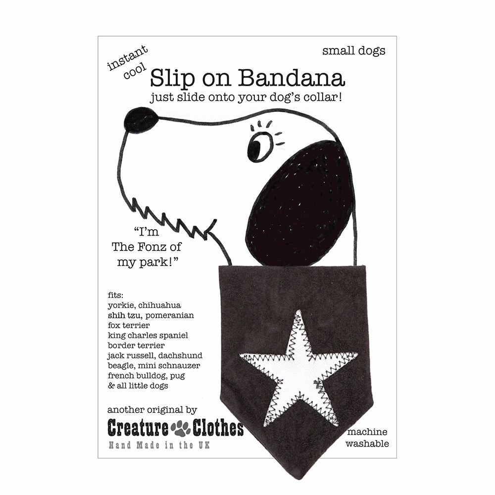 Creature Clothes Slip On Dog Bandana Silver Grey Star