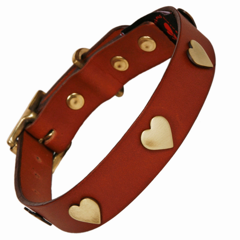 Creature Clothes Tan Leather Dog Collar With Brass Studs