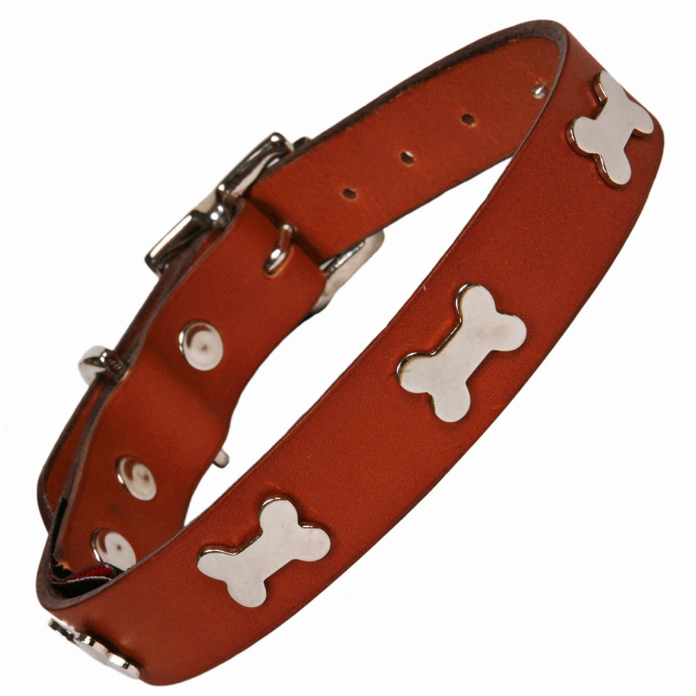 Creature Clothes Tan Leather Dog Collar With Silver Studs