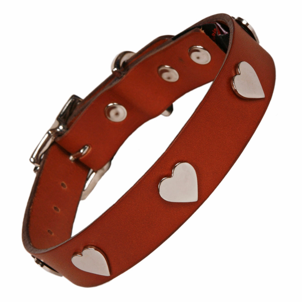 Creature Clothes Tan Leather Dog Collar With Silver Studs