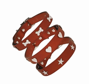 Creature Clothes Tan Leather Dog Collar With Silver Studs