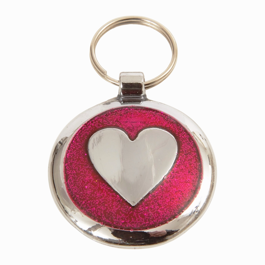 Deep Pink Heart Small 20mm Designer Dog Tag Shimmer Range
