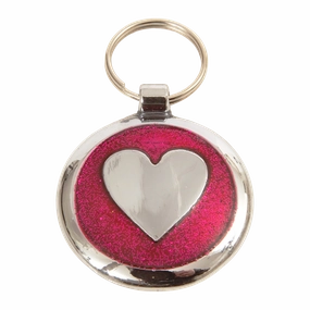 Deep Pink Heart Small 20mm Designer Dog Tag Shimmer Range