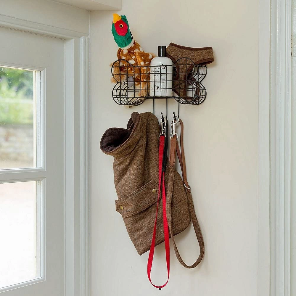 Dog Bone Wire Storage Shelf And Lead Hooks by House of Paws