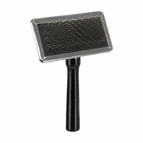 Dog slicker brush with brush cleaner