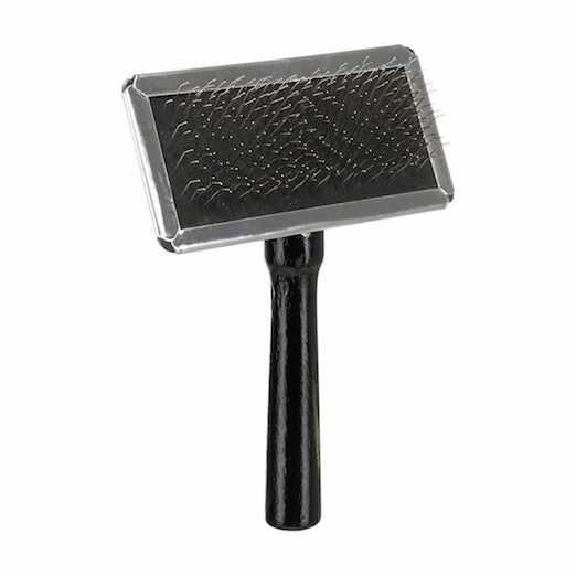 Dog slicker brush with brush cleaner