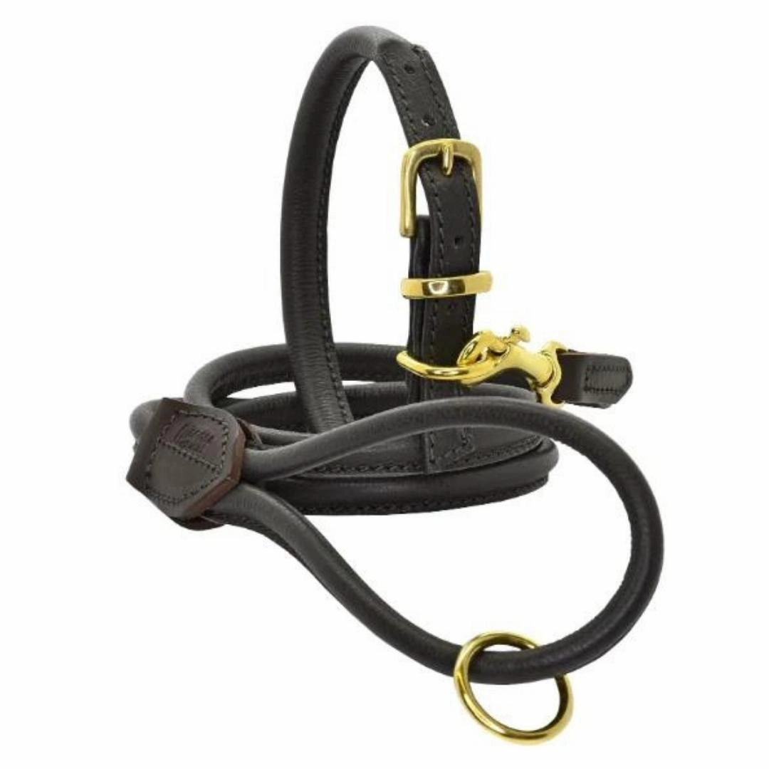 Dogs & Horses Rolled Leather Dog Collar Brown