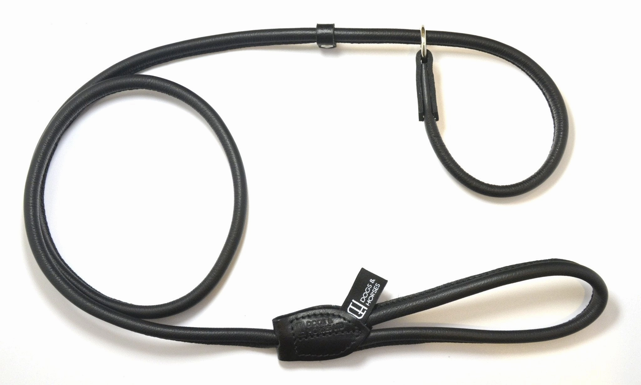 Dogs & Horses Rolled Leather Slip Lead Black