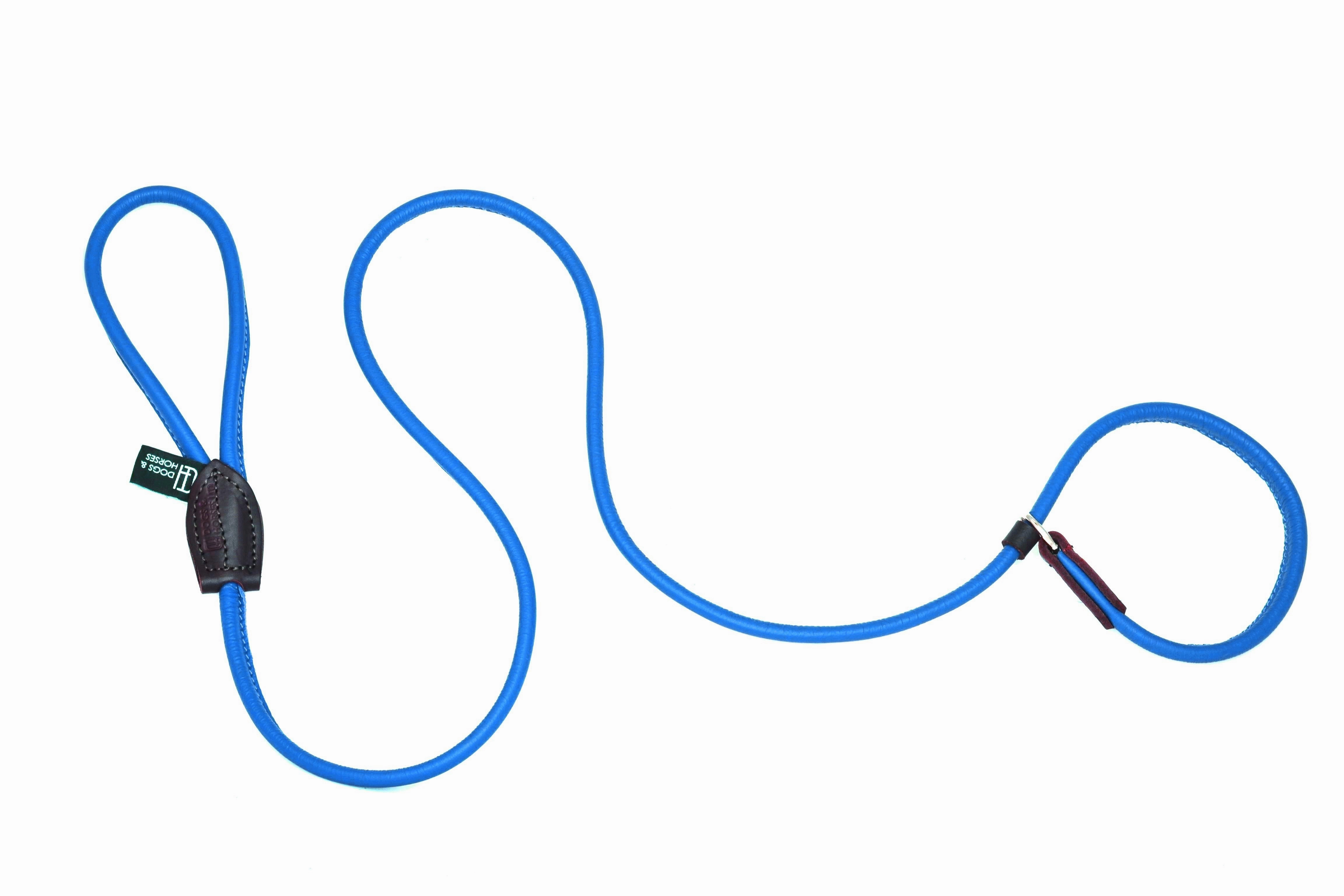 Dogs & Horses Rolled Leather Slip Lead Blue