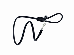Dogs & Horses Soft Rolled Leather Lead Black With Silver