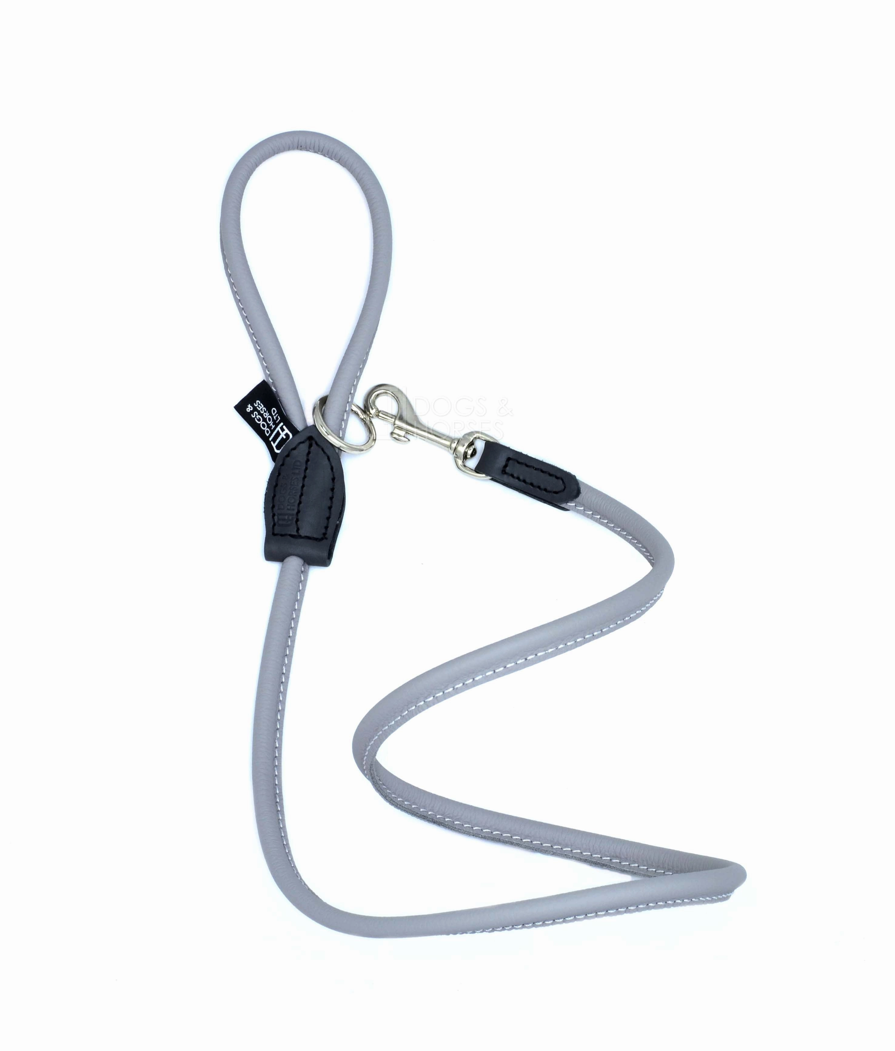 Dogs & Horses Soft Rolled Leather Leads Grey