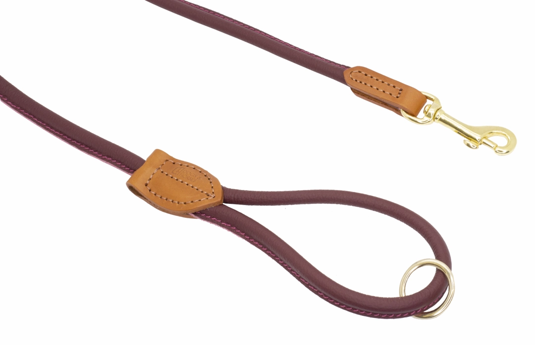 Dogs & Horses Soft Rolled Leather Leads Merlot